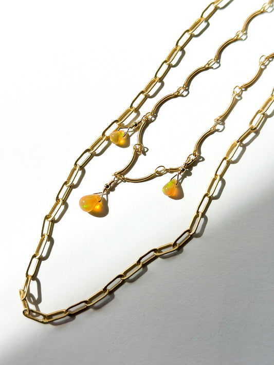 ROBIN HALEY | 14K Gold Plated Double Chain w/ triple Ethiopian Opals