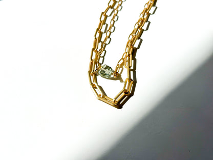 ROBIN HALEY | Paperclip Chain Necklace with Green Amethyst