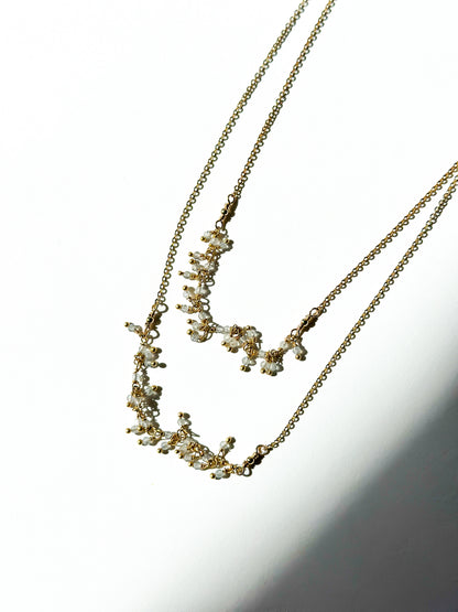 ROBIN HALEY | 14K Gold Plated Double Dangling Labradorite Necklace
