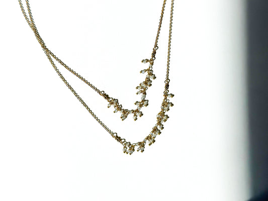 ROBIN HALEY | 14K Gold Plated Double Dangling Labradorite Necklace