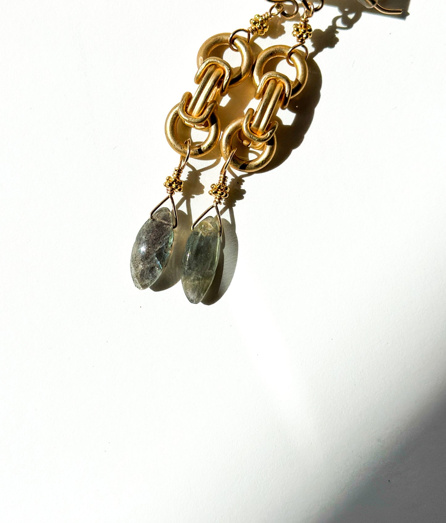 ROBIN HALEY | 14K Gold Plated Chain & Labradorite Earring