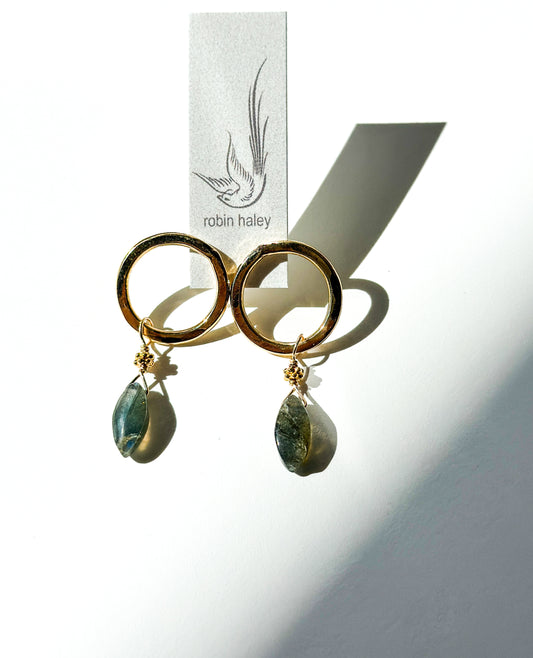 ROBIN HALEY | 14K Gold Plated Circle Earring w/ Labradorite