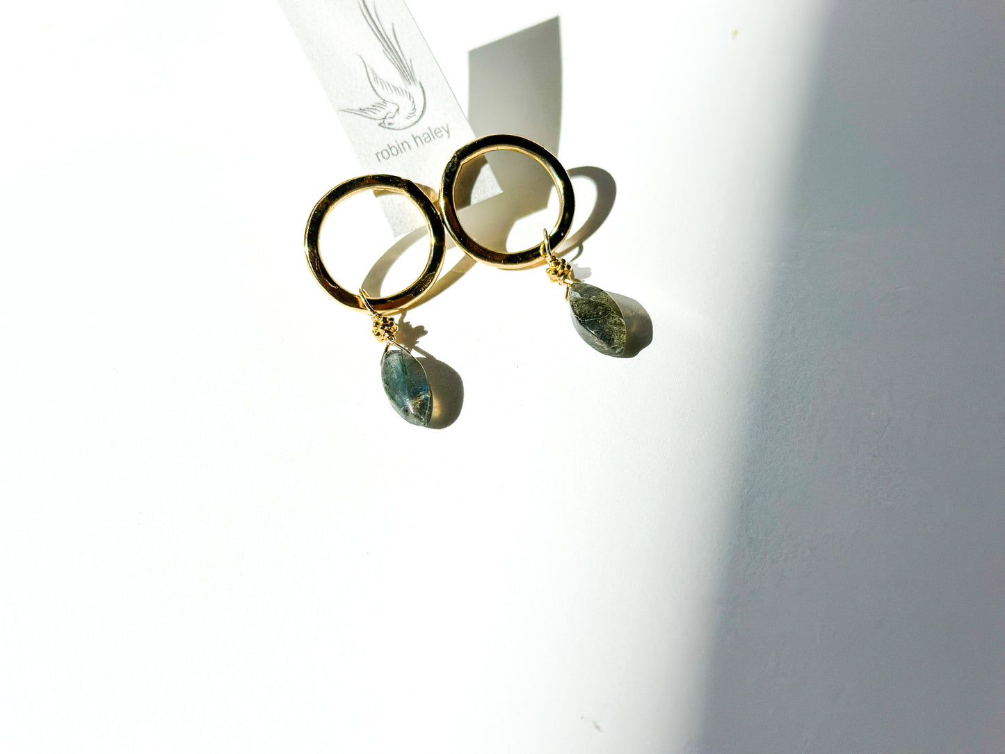 ROBIN HALEY | 14K Gold Plated Circle Earring w/ Labradorite