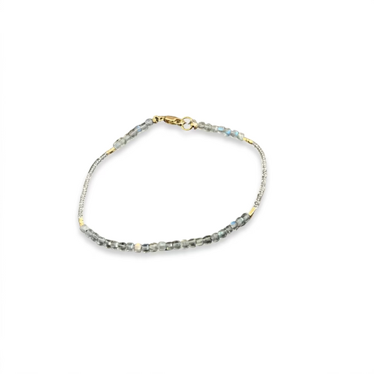 DEBBIE FISHER | Clear Seed, Labradorite and Gold Vermeil Bracelet
