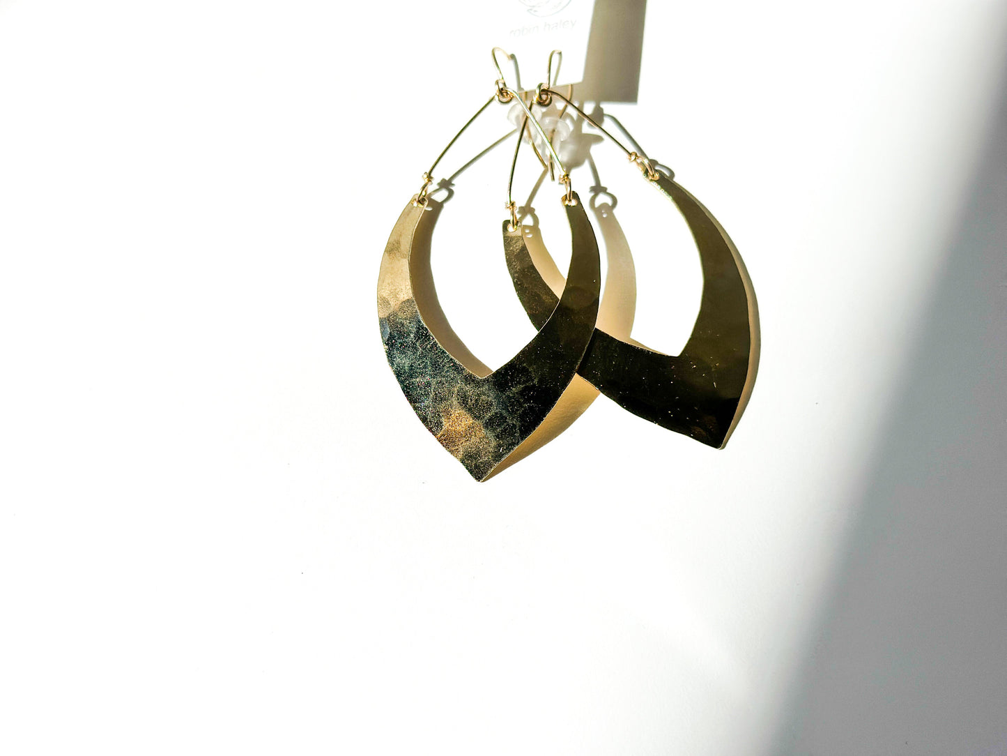 ROBIN HALEY | 14K Gold Plated Hammered V Shaped Earring