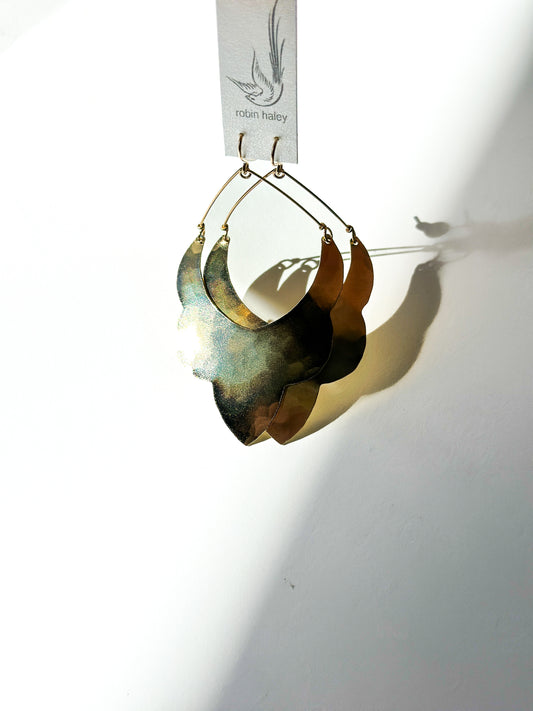 ROBIN HALEY | 14K Gold Plated Gold Large Scalloped Moroccan Earrings