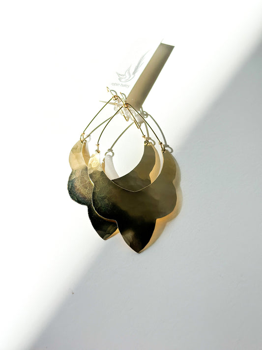 ROBIN HALEY | 14K Gold Plated Gold Large Scalloped Moroccan Earrings