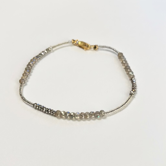 DEBBIE FISHER | Clear Seed, Labradorite and Pyrite Bracelet