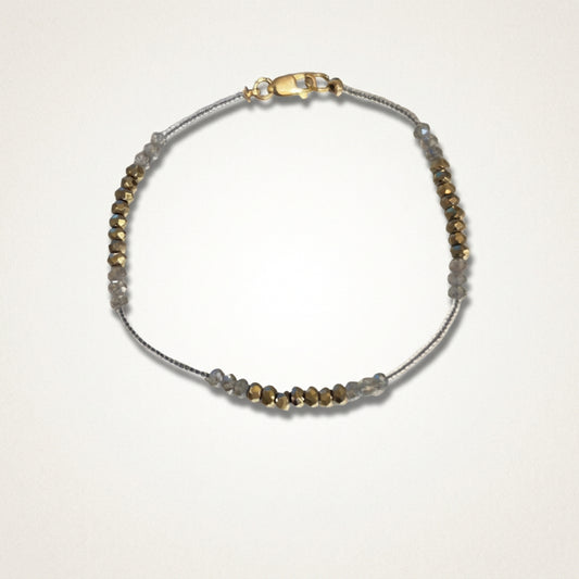 DEBBIE FISHER | Clear Seed, Labradorite and Pyrite Bracelet