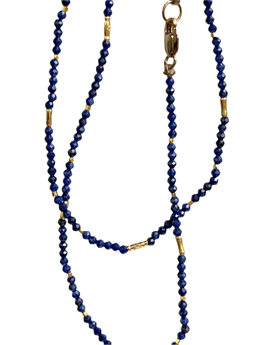 DEBBIE FISHER | Tiny Lapis and Gold Vermeil Beads with Gold Fill clasp Necklace