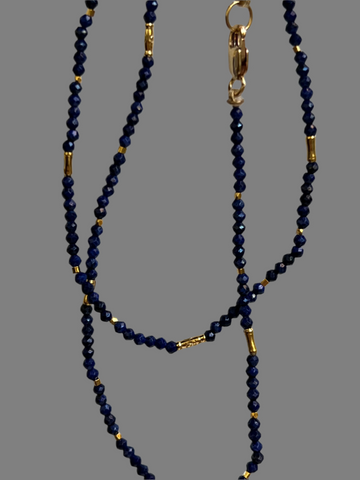 Debbie Fisher | Tiny Lapis and Gold Vermeil Beads with Gold Fill clasp Neckalce