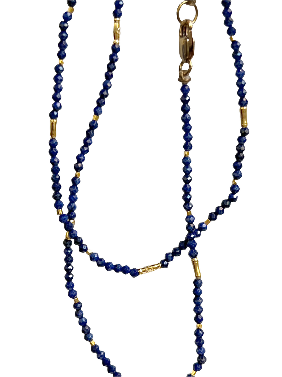 Debbie Fisher | Tiny Lapis and Gold Vermeil Beads with Gold Fill clasp Necklace