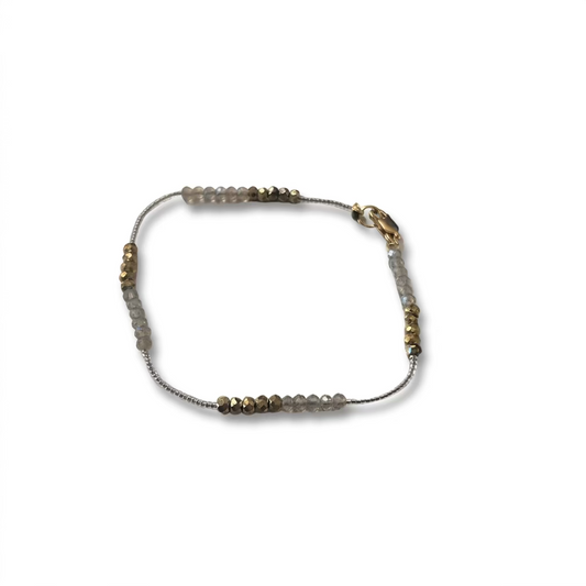 DEBBIE FISHER | Clear seed, Labradorite and Pyrite Bead Bracelet