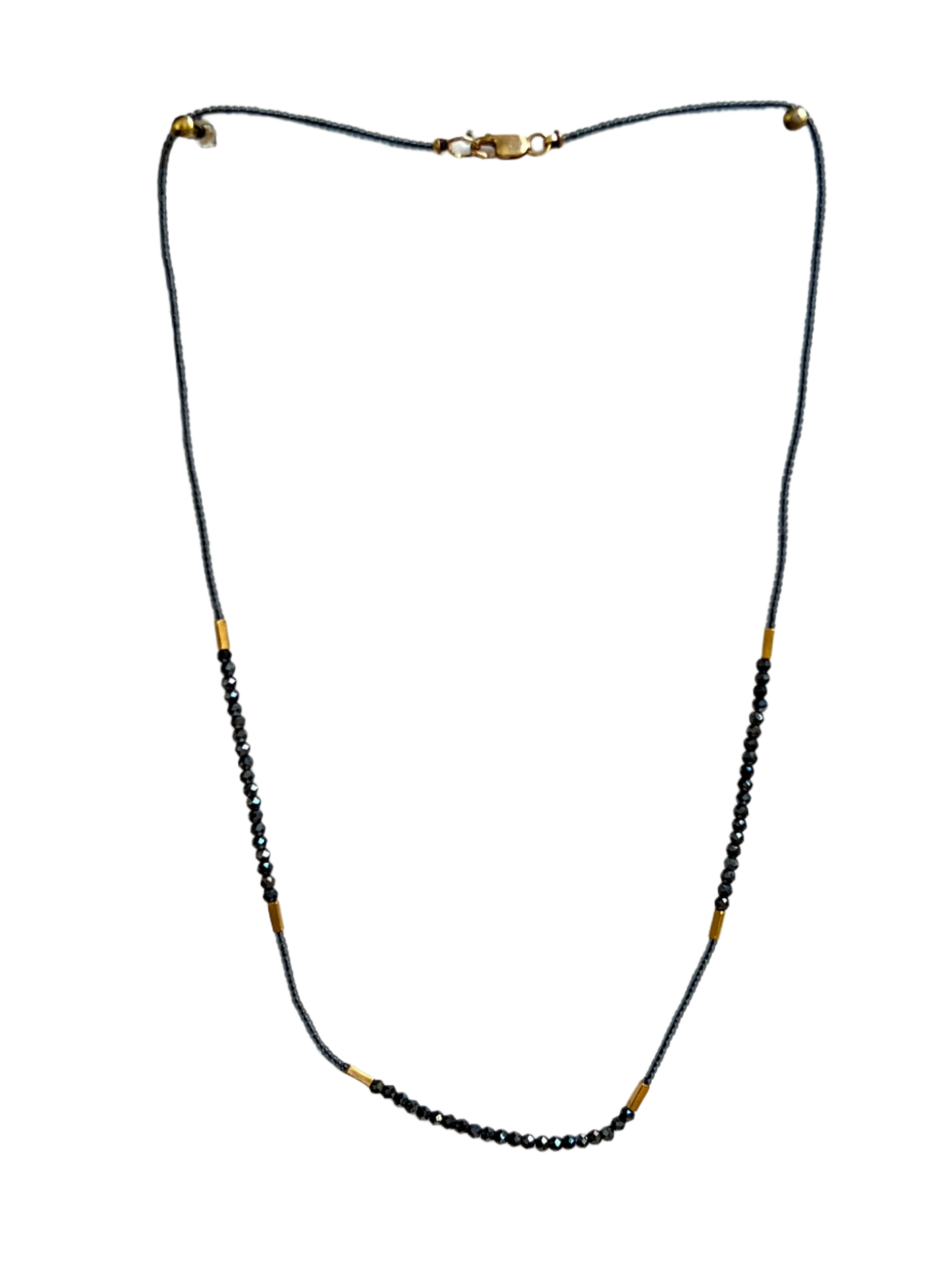 DEBBIE FISHER | Grey Seed, Gold Vermeil and Black Spinel Beads