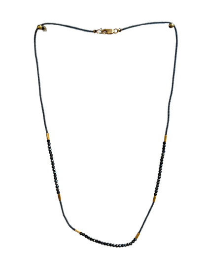 DEBBIE FISHER | Grey Seed, Gold Vermeil and Black Spinel Beads
