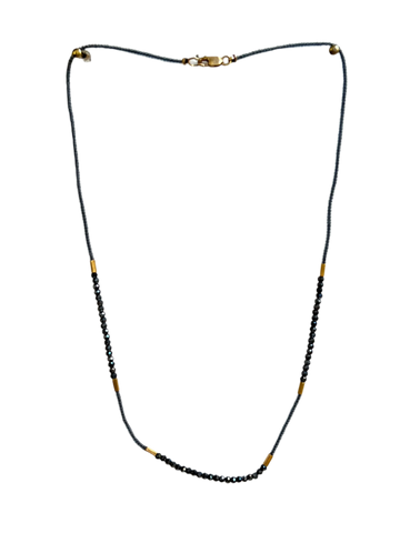 Debbie Fisher | Grey Seed, Gold Vermeil and Black Spinel Beads