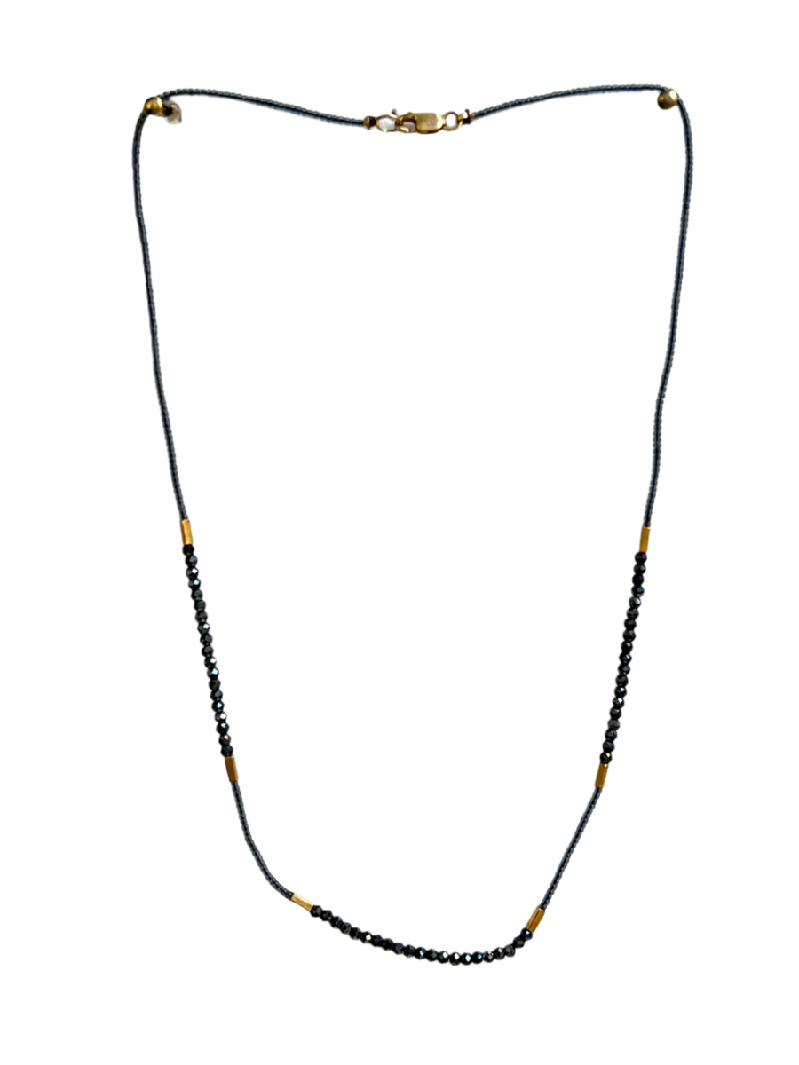 Debbie Fisher | Grey Seed, Gold Vermeil and Black Spinel Beads