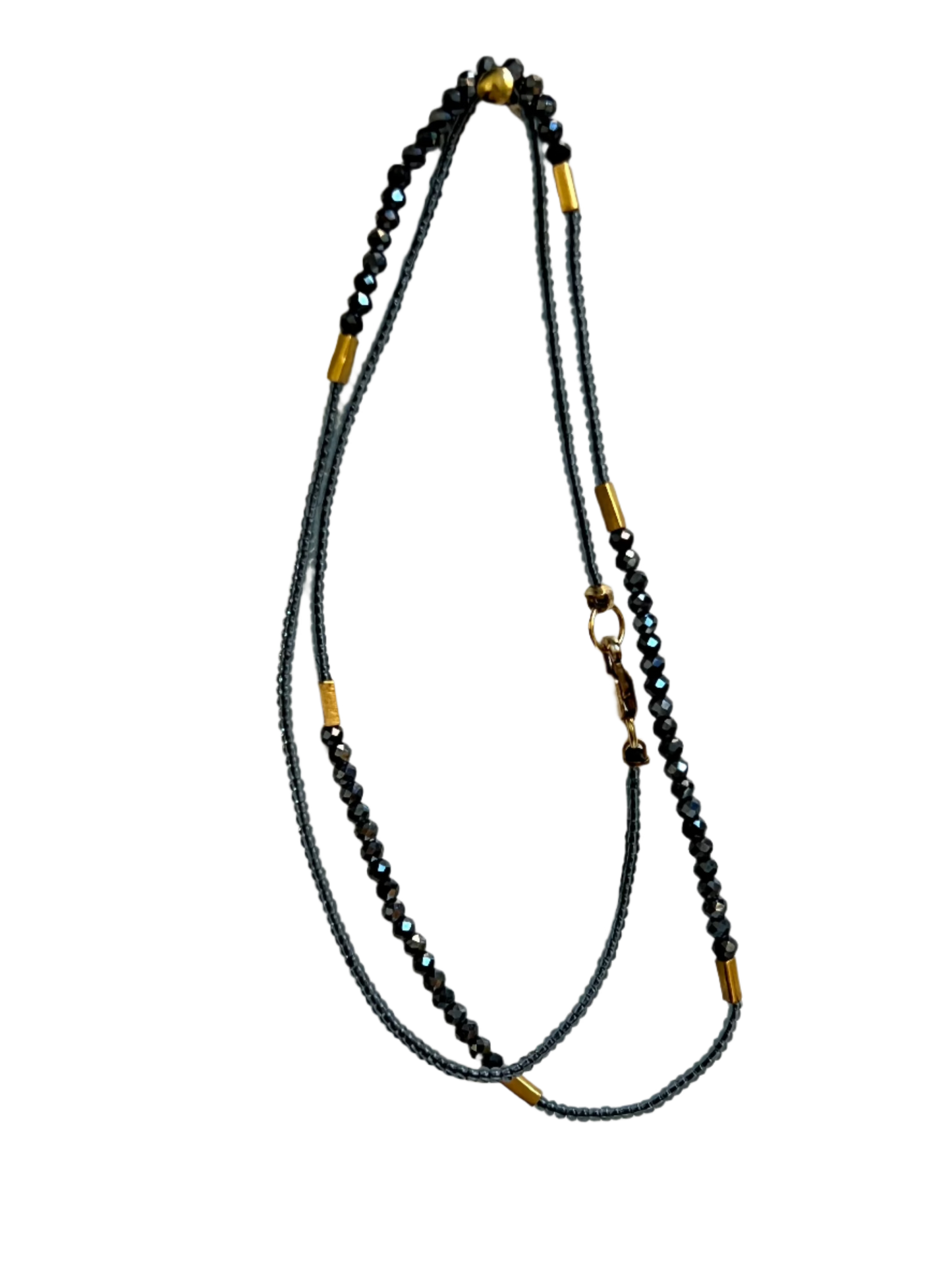 DEBBIE FISHER | Grey Seed, Gold Vermeil and Black Spinel Beads