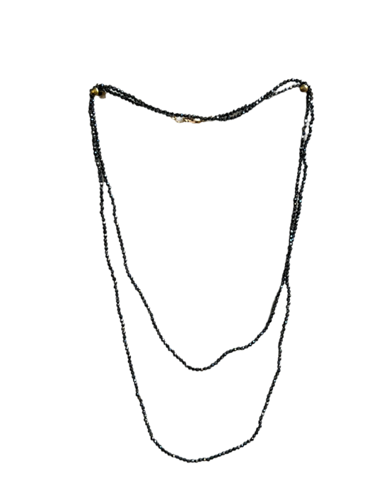 DEBBIE FISHER | Tiny Iridescent Black Spinel Beads Long/Double Necklace
