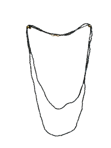 Debbie Fisher | Tiny iridescent black spinel beads long/double necklace