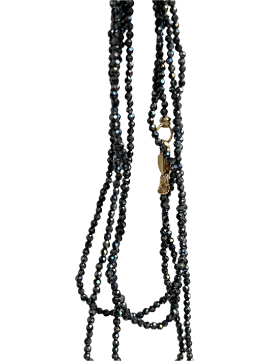 DEBBIE FISHER | Tiny Iridescent Black Spinel Beads Long/Double Necklace