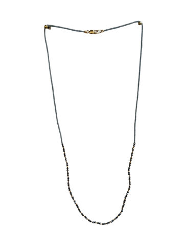 Debbie Fisher | Grey seed, gold vermeil and black spinel beads w/ gold filled clasp necklace