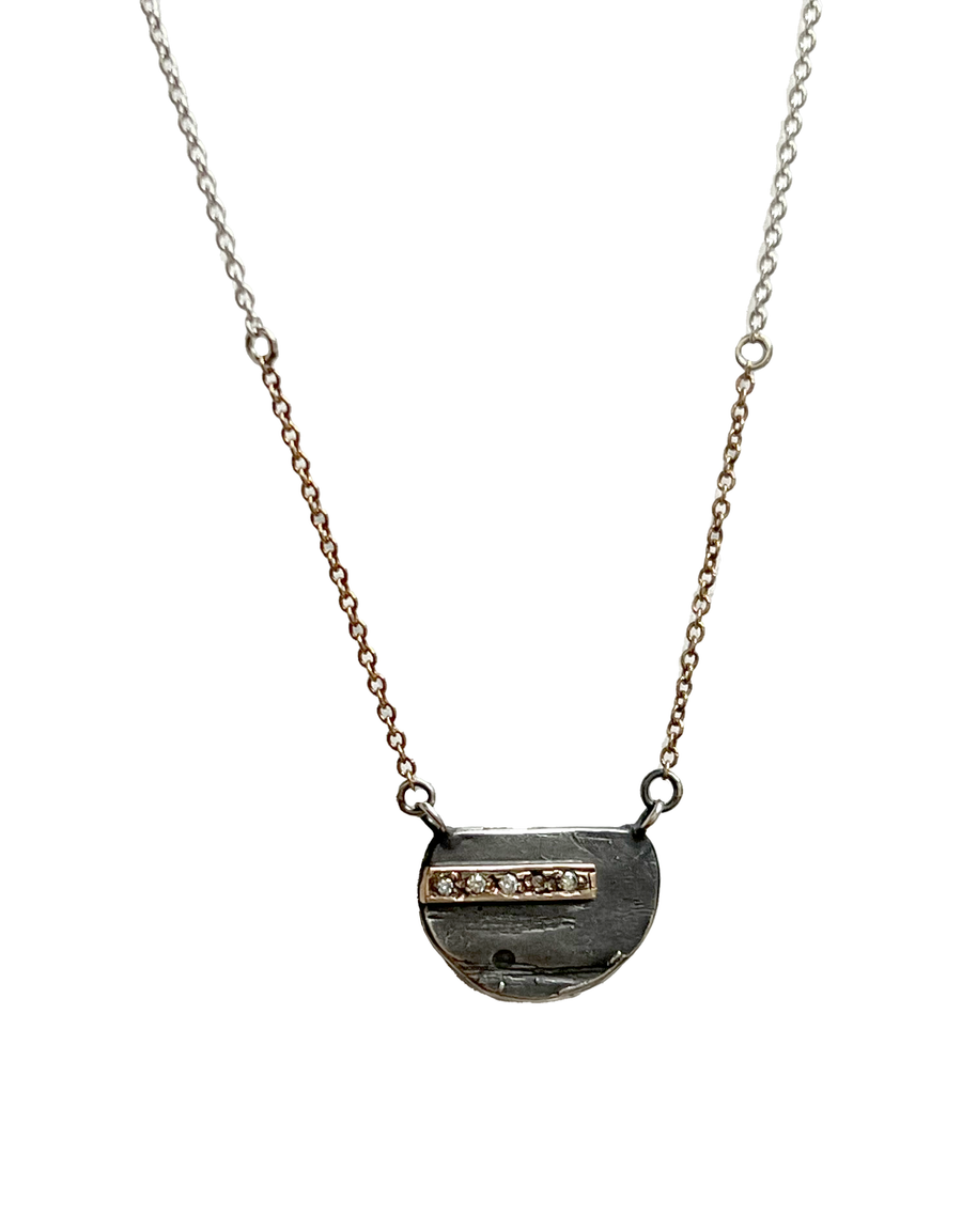 Sonja Fries | sterling silver necklace with 14k bar diamonds