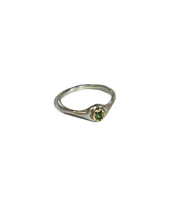 Sonja Fries | Sterling silver ring with 10k halo and tourmaline stone