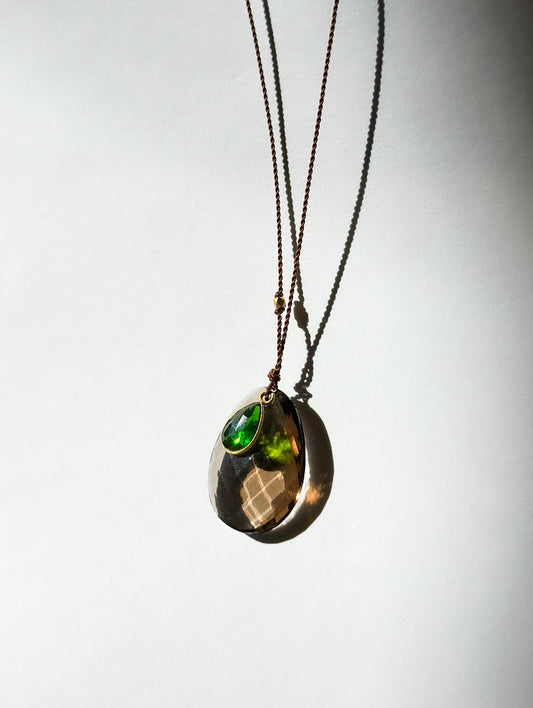 MARGARET SOLOW | Smokey Quartz and Chrome Drop 18K Necklace