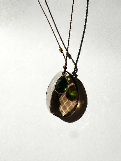 MARGARET SOLOW | Smokey Quartz and Chrome Drop 18K Necklace