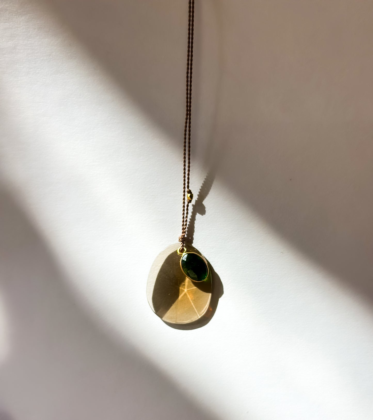 MARGARET SOLOW | Cognac Quartz Chrome Diopside 18k Necklace