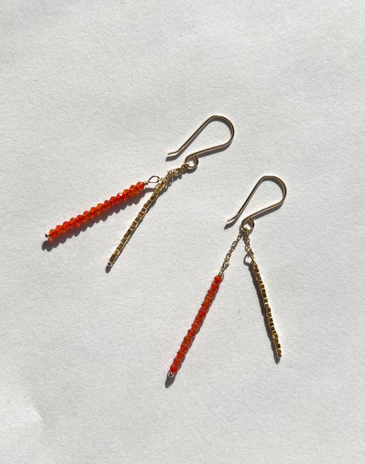 DEBBIE FISHER | Carnelian and Gold Vermeil on Gold Fill Wire Earrings
