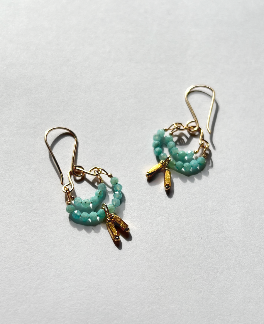 Debbie Fisher | Amazonite and gold vermeil beads on gold fill wire earrings