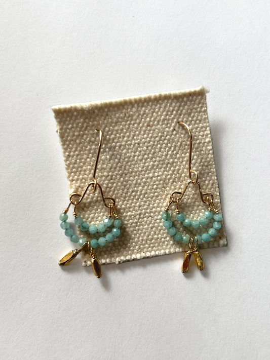 DEBBIE FISHER | Amazonite and Gold Vermeil Beads on Gold Fill Wire Earrings