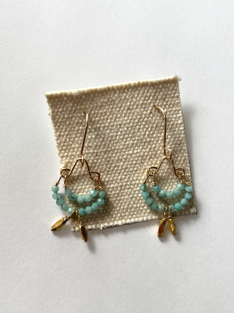 Debbie Fisher | Amazonite and gold vermeil beads on gold fill wire earrings