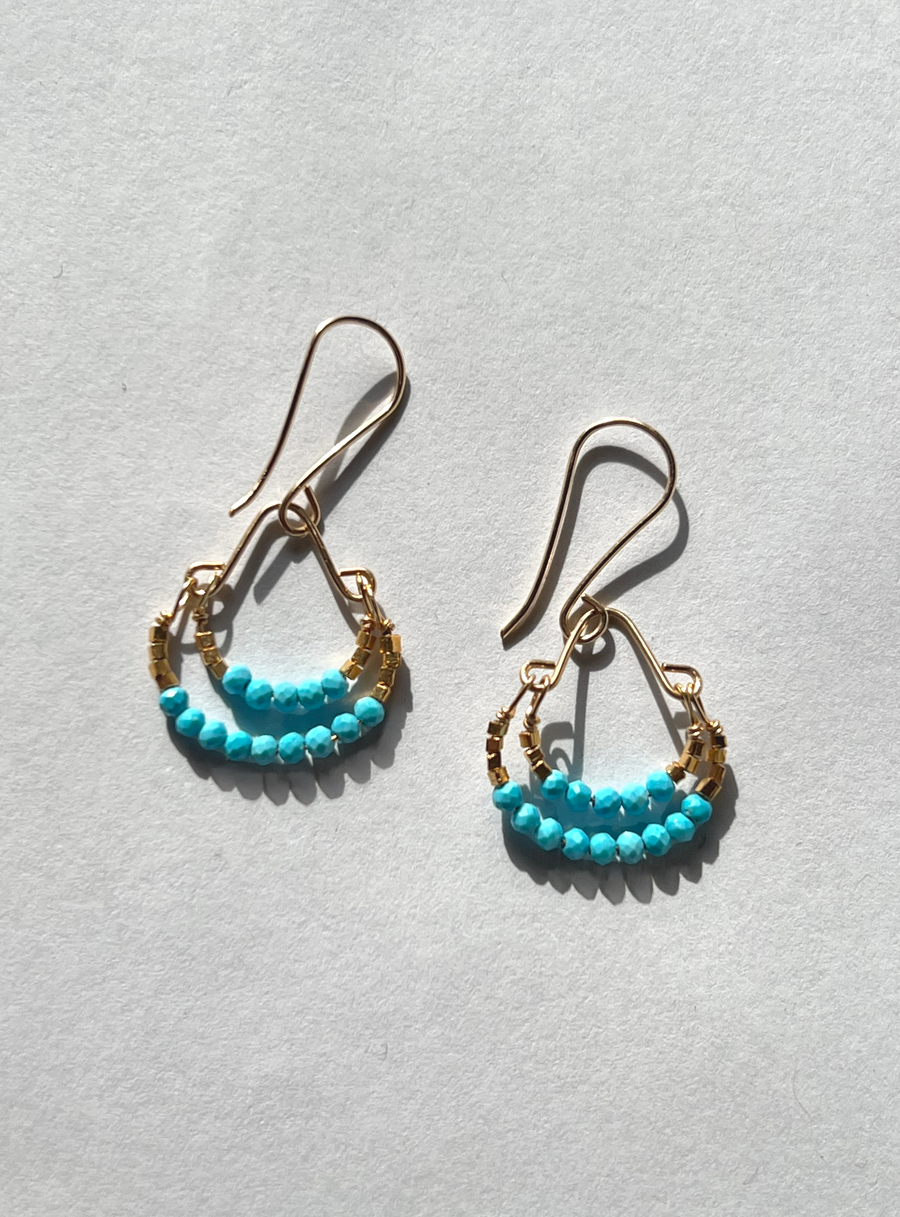 Debbie Fisher | Turquoise and gold vermeil double hoop earrings