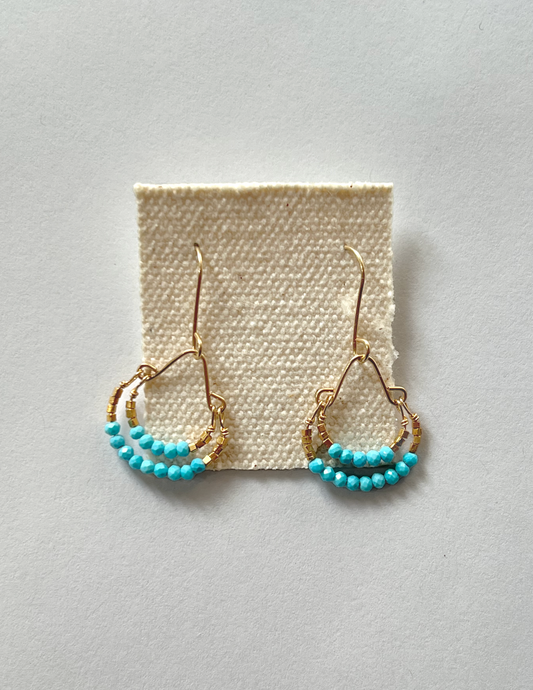 DEBBIE FISHER | Turquoise and Gold Vermeil Double Hoop Earrings