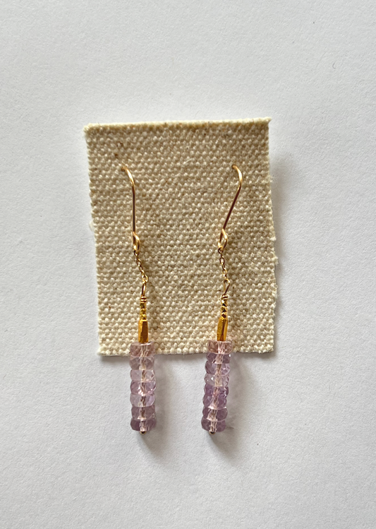 DEBBIE FISHER | Pink Amethyst and Gold Vermeil Beads on Gold Fill Wire Earrings
