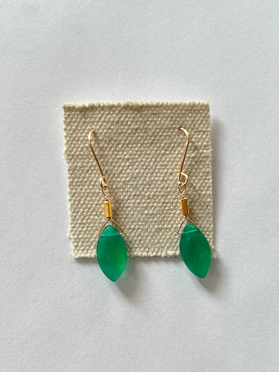 Debbie Fisher | Green Onyx and Gold Vermeil on Gold Fill Wire Earrings