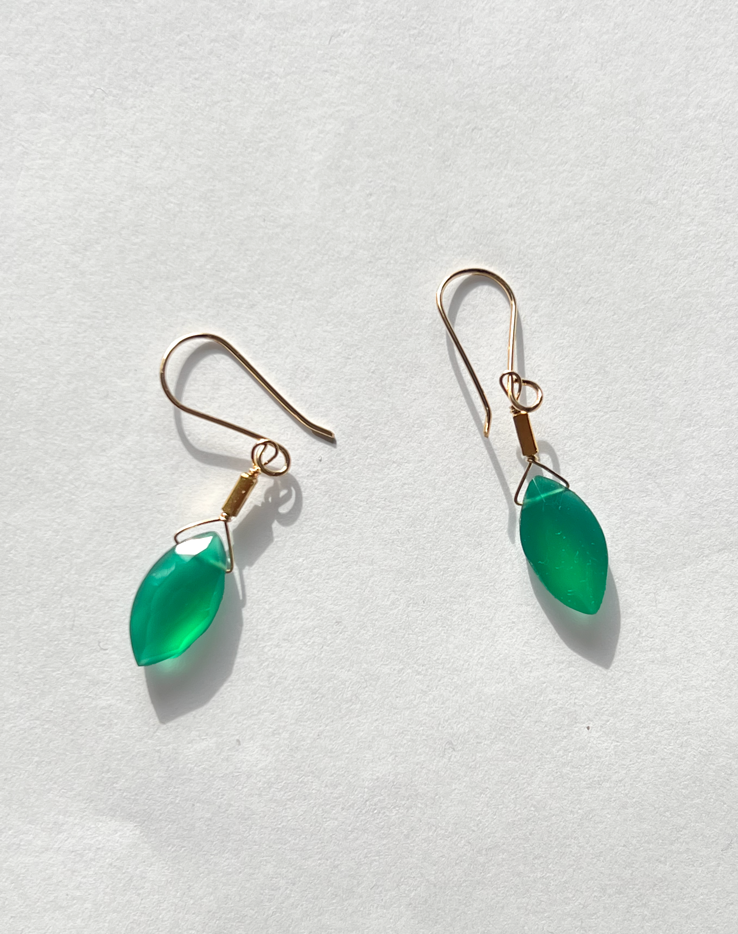 DEBBIE FISHER | Green Onyx and Gold Vermeil on Gold Fill Wire Earrings