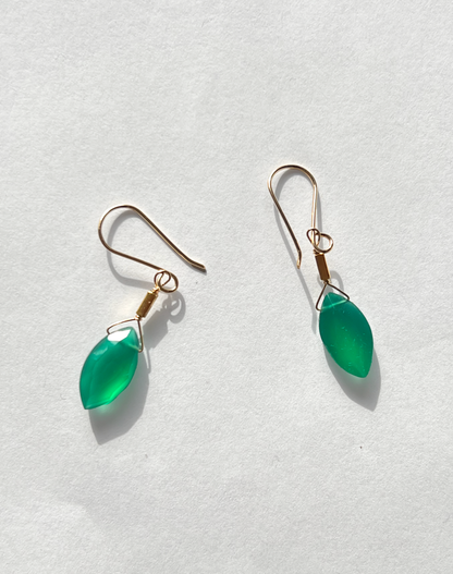 DEBBIE FISHER | Green Onyx and Gold Vermeil on Gold Fill Wire Earrings