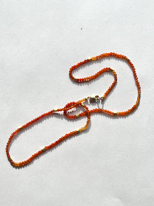 DEBBIE FISHER | Carnelian and Gold Vermeil Bead Necklace w/ Gold Fill Clasp