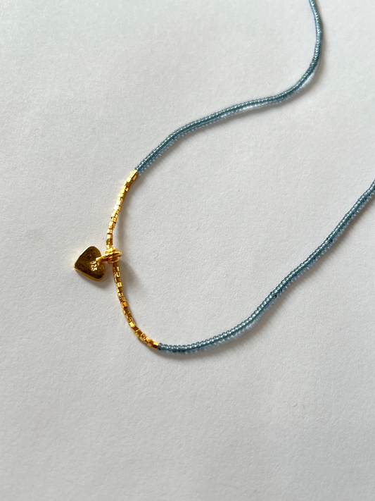 DEBBIE FISHER | Seed Beads, Gold Vermeil Beads and Tiny Heart Charm Necklace
