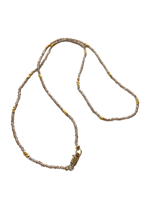 DEBBIE FISHER | Natural Zircon and Gold Vermeil Beads with Gold Fill Clasp Necklace (Light)