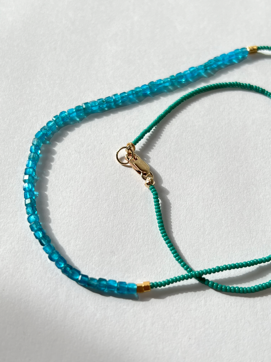 Debbie Fisher | Jade Seed, Gold Vermeil and Apatite Beads with Gold Fill Clasp Necklace