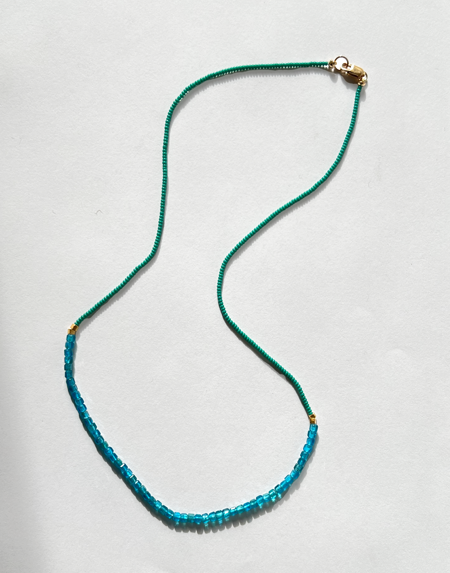 Debbie Fisher | Jade Seed, Gold Vermeil and Apatite Beads with Gold Fill Clasp Necklace