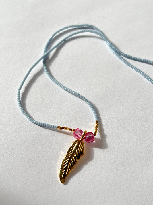 DEBBIE FISHER | Seed Beads w/ Pink Topaz and Gold Vermeil Beads Necklace