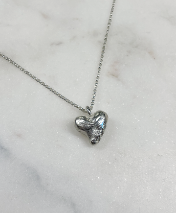 SONJA FRIES | Sterling Silver Necklace with Heart Pendant and 3 Diamonds