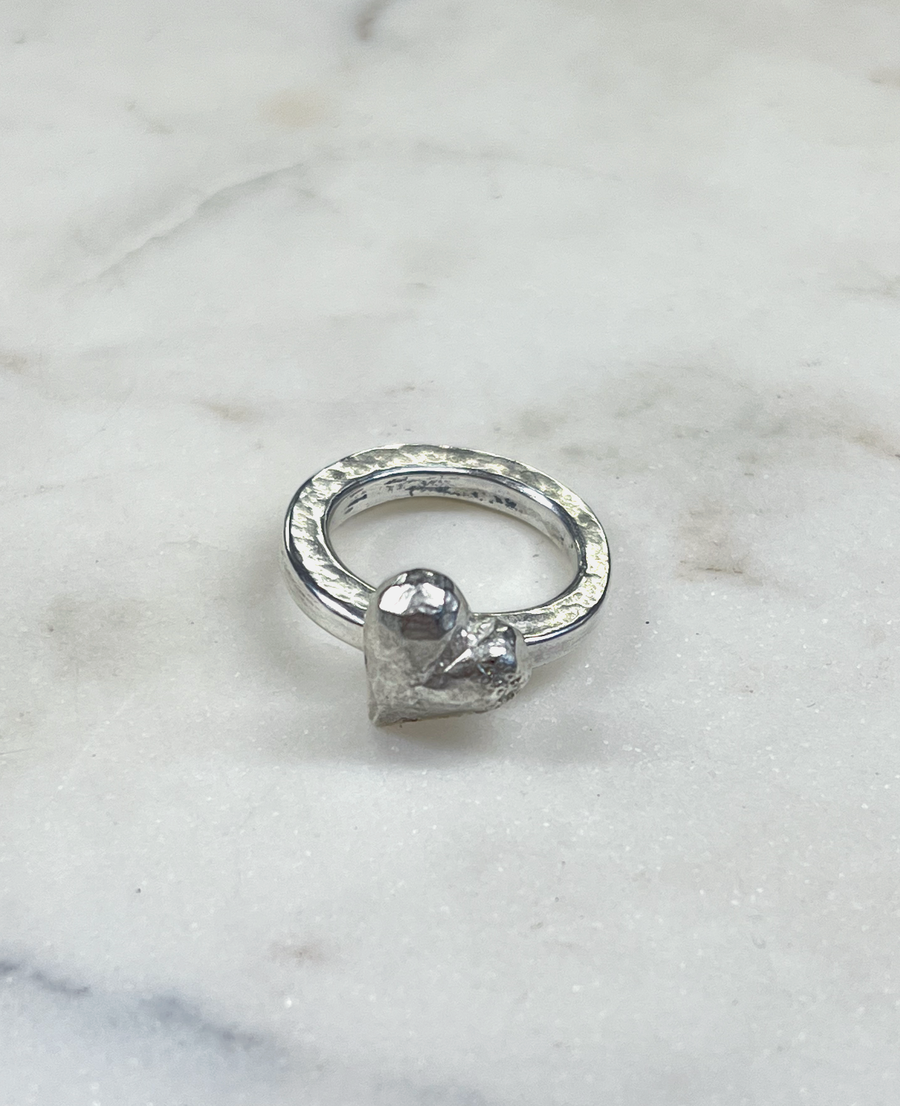 Sonja Fries |  Sterling Silver Heart Ring with Diamonds