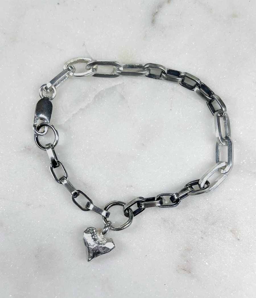 Sonja Fries | Mixed Chain Heart Bracelet in Sterling Silver